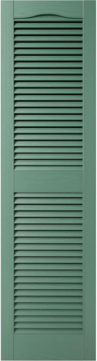 Ekena Millwork Lifetime Vinyl LL1S14X03100FG Standard Cathedral Top Center Mullion, Open Louver Vinyl Shutters, w/Installation Shutter-Lok's & Matching Screws (Per Pair), 14 1/2"W x 31"H, Forest Green
