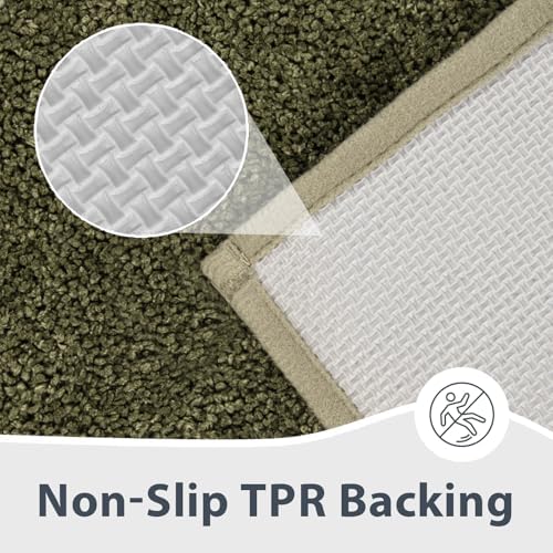 Bathroom Rugs, 30" x 60" Bath Rugs, Checkered Budding Green & Sage Green