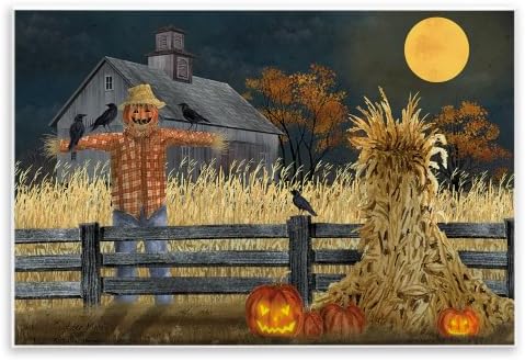 Scarecrow Farm Landscape, 10 x 15 Inch Mounted Print on Wall Plaque