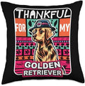 BCC Golden Retriever Shirts & Dog Lover Gifts Golden Retriever Dog Scarf Pilgrim Happy Thanksgiving Throw Pillow, 18x18, Multicolor by Unknown