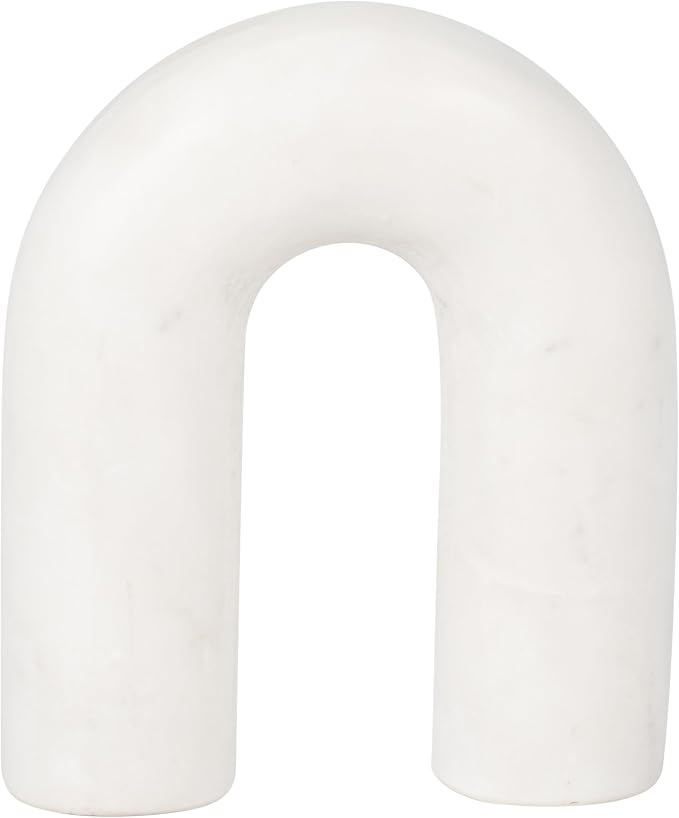 White Marble Arch Decorative Object – Rounded Horseshoe Sculpture Modern Home Decor – Contemporary Shelf & Coffee Table Decor for Office & Living Room – 5" x 6"