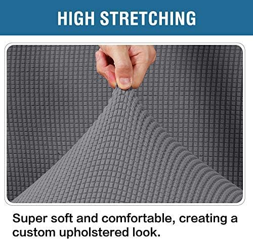 H.VERSAILTEX Ottoman Cover Slipcover Rectangle Fit Length 33"-38" Footrest Sofa Slipcovers Stool Cover Footstool Protector Covers Feature Stretch Thick Soft Jacquard Fabric Removable Washable - Grey
