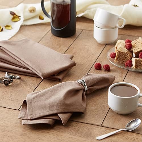 DII Solid Pastel Napkin Set Cotton, Machine Washable, 20x20 Inch, Mushroom, 6 Count - Image 4