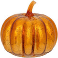 Boston International Handblown Glass Pumpkin with LED Light Thanksgiving Halloween Decorations for Home, Small, Orange Starry by BostonInternational