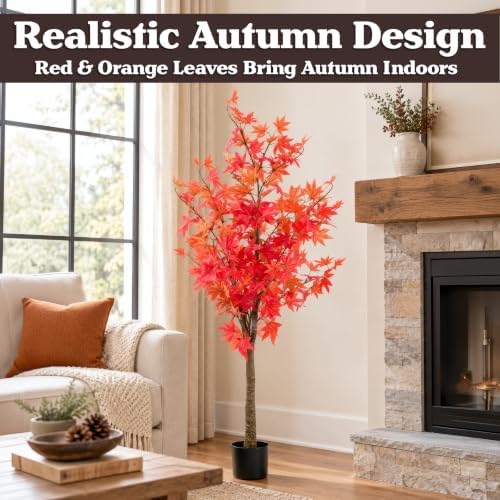 Pure Garden 5FT Artificial Fall Maple Tree in Weighted Nursery Pot - Image 4