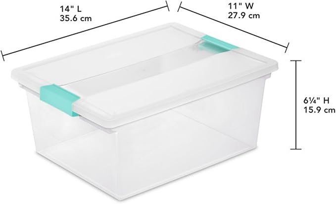Sterilite Clip Box, Stackable Clear Plastic Bins- Deep, 8-Pack | Storage Containers with Latching Lids for Writing, Arts or Crafts Supplies - Home, Office, Classroom & Workshop Organization