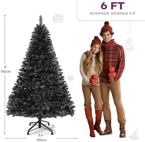 YITAHOME 6ft Black Artificial Christmas Tree Halloween Spruce - Image 6