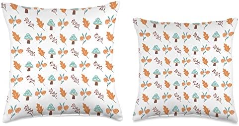 Cute Fall Thanksgiving Brown Leaves Autumn Mushrooms Throw Pillow - Image 3
