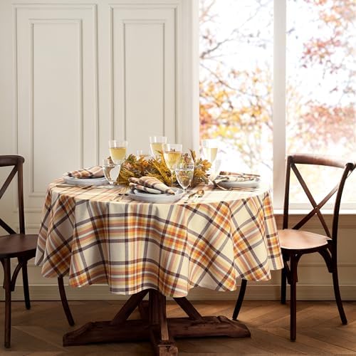 Threadmade Russet Harvest Woven Plaid Tablecloth, Multicolor - 60" W x 84" L Oval - Image 2