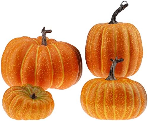 Gresorth 4 Pcs Various Styles Fake Pumpkins Artificial Halloween Decoration by Gresorth