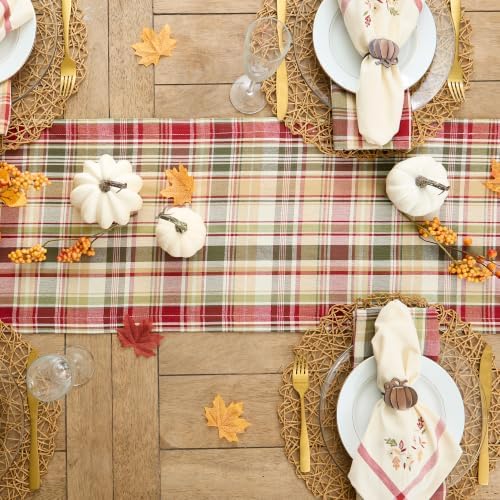 DII Fall & Thanksgiving Dining Table Décor Reusable Cotton Fabric, Table Runner, 13x72, Rustic Homespun Plaid - Image 6