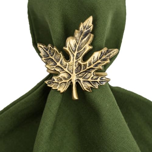 DII Decorative Maple Leaf Metal Napkin Rings, Gold, Set of 6 - Image 2