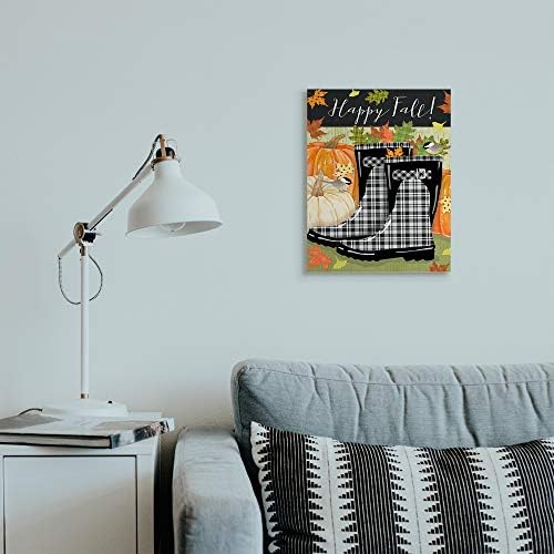 Happy Fall Phrase Black Rainboots, 16 x 20 Inch Canvas Wall Art - Image 3