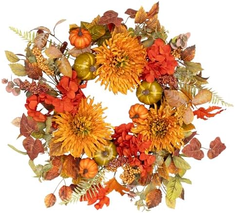 Boston International Front Door/Wall Wreath Fall Autumn Thanksgiving Holiday Decorations for Home, 22", Fall Bounty by BostonInternational