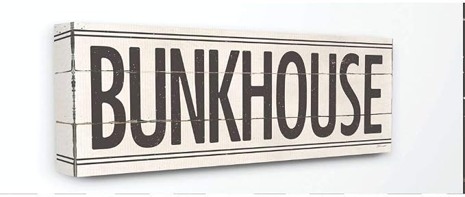 Stupell Industries 'Bunkhouse Rustic Wood Textured Word Design'| Canvas Art | Stupell Industries | 24 x 10 Inches, Easy to Hang and Sturdy, Made in USA, by Stephanie Workman Marrott