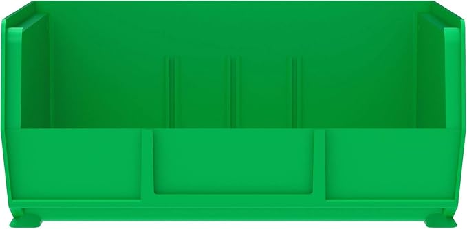 Akro-Mils 30235 AkroBins Plastic Storage Bins, 11"x11"x5", Green, 6-Pack | Space-Saving Stackable Bins for Garage, Pantry, Craft Organization