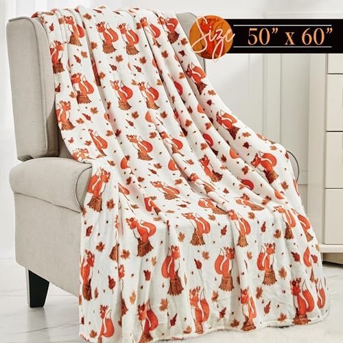 Elegant Comfort Lightweight Throw Blanket- Halloween Themed, Soft, Cozy and Plush- Throw Blankets, Perfect for Lounging This Spooky Season, 50 x 60 inches, Fall Vixen, Throw Blanket