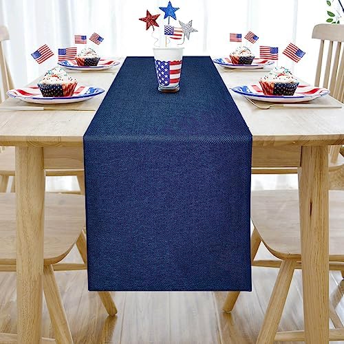 Navy Blue Table Runners 13x108 inches 2 Pieces Burlap 4th of July Runner - Image 4