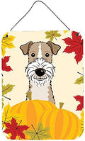 Caroline's Treasures BB2053DS1216 Wire Haired Fox Terrier Thanksgiving Wall or Door Hanging Prints Aluminum Metal Sign Kitchen Wall Bar Bathroom Plaque Home Decor Front Door Plaque, 12x16, Multicolor by CarolinesTreasures