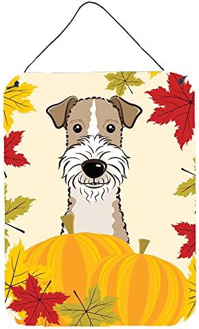 Caroline's Treasures BB2053DS1216 Wire Haired Fox Terrier Thanksgiving Wall or Door Hanging Prints Aluminum Metal Sign Kitchen Wall Bar Bathroom Plaque Home Decor Front Door Plaque, 12x16, Multicolor by CarolinesTreasures