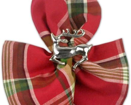 DII Christmas Thanksgiving Holiday Tabletop Décor Collection Decorative Napkin Ring Holder Set, 2.5" Diameter, Silver Reindeer, 6 Piece - Image 2
