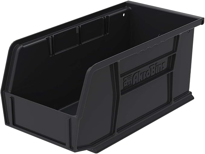 Akro-Mils 30230 AkroBins Plastic Storage Bins, 11"x5"x5", Black, 12-Pack | Space-Saving Stackable Bins for Garage, Pantry, Craft Organization