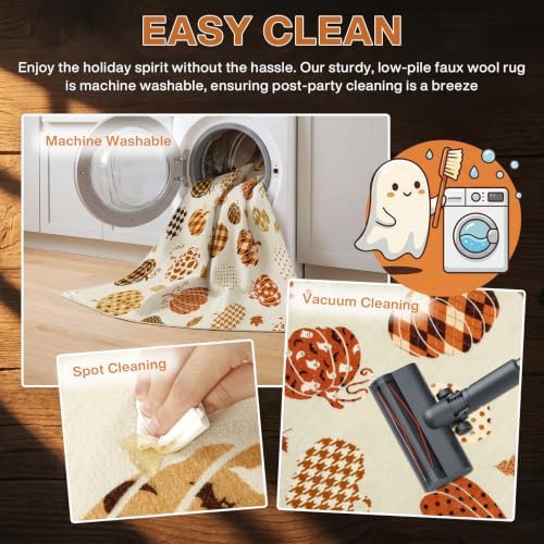 Tribesigns 2x6 Beige Halloween Fall Pumpkin Hallway Runner Rug for Kitchen - Image 4