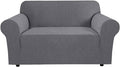 H.VERSAILTEX Stretch Couch Cover Loveseat Covers for Cushion Couch Slipcover|Sofa Cover for Love seat 1 Piece with Elastic Bottom, Checked Jacquard Fabric(Loveseat 58'-70' Wide, Grey)
