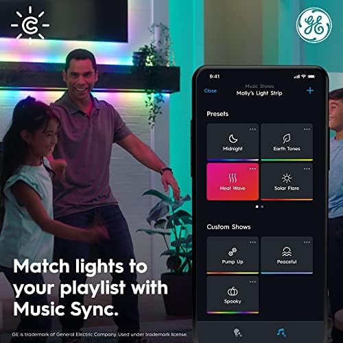 Cync GE Dynamic Effects Smart LED Light Strip with Music Sync, Color Changing WiFi Lights, Indoor Light Strip, Compatible with Alexa and Google Home, 16ft and Power Supply