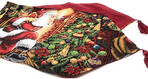 Tache Home Fashion Down The Chimney Santa Claus Christmas Festive Holiday Decorative Tapestry Table Runners, 13x90 - Image 2