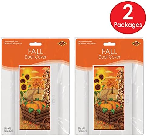 Beistle Decorative Fall Door Covers, 5’ x 30”, 2 Pieces – Plastic for Indoor & Outdoor Use – Easily Display – Harvest Decorations, Pumpkin Front Door Cover, Fall Season Decor - Image 6