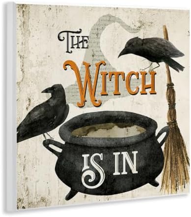 Vintage Witch Is in Halloween, 12 x 12 Inch Mounted Print on Wall Plaque