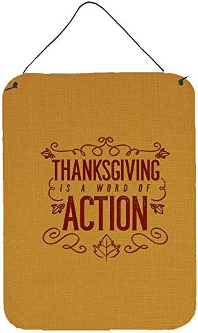 Caroline's Treasures BB5458DS1216 Thanksgiving is Action Wall or Door Hanging Prints Aluminum Metal Sign Kitchen Wall Bar Bathroom Plaque Home Decor Front Door Plaque, 12x16, Multicolor by CarolinesTreasures