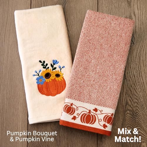 SKL Home Fall/Thanksgiving Pumpkin Bouquet Hand Towel Set-2pc, Natural - Image 6