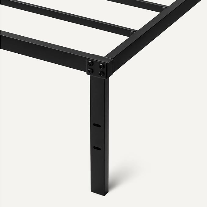 Amazon Basics Metal Bed Frame, Non-Foldable Platform with Under-Bed Storage Space, Durable Steel, Protective Floor Pads, Easy Assembly, Queen, 60W x 80L in, Black