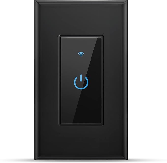 Lesim Smart Light Switch WiFi Switch Work with Alexa Google Home, Black