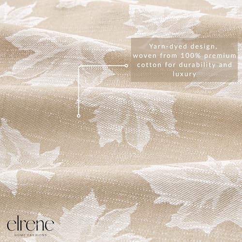 Falling Leaves Jacquard Tablecloth, Taupe - 60" W x 144" L - Image 3