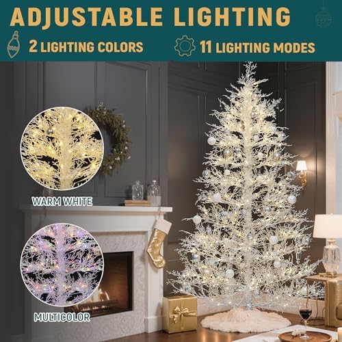 YITAHOME 7.5ft Prelit Birch Tree White Aspen Fir Christmas Tree with Remote - Image 4