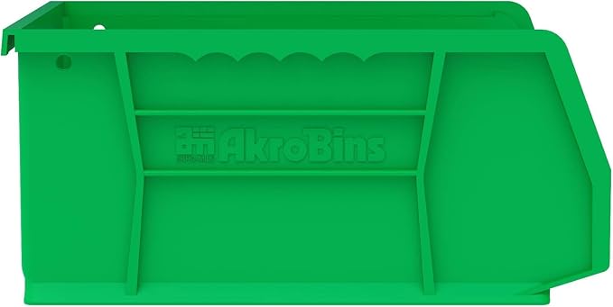Akro-Mils 30235 AkroBins Plastic Storage Bins, 11"x11"x5", Green, 6-Pack | Space-Saving Stackable Bins for Garage, Pantry, Craft Organization