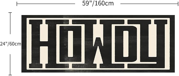 GUBIYU Farmhouse Howdy Door Mat Beige Area Rug for Bedroom Living Room Decor,23.6"x59" Decorative Home Indoor Outdoor Front Porch Door Mat,Black Trendy Stuff Howdy Preppy Decor Non Slip Bathroom Rugs