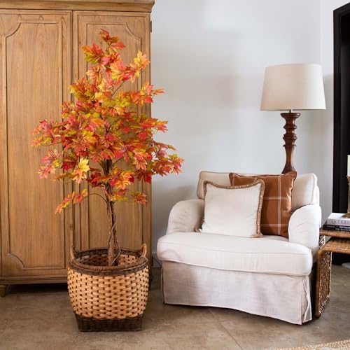 Nearly Natural 5ft Deluxe Autumn Maple Artificial Fall Tree in Black Pot - Image 6