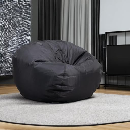 Big Joe Classic Bean Bag Chair for Kids Bedroom and Reading Nook, Easy-Clean Stretch Limo Black, Durable Nylon Polyester Blend, 2 feet Refillable | 2 feet, Smartmax Fabric, Polystyrene Bean Filled, Refillable, Nylon Polyester, Safe for Kids Ages 3+, Su...