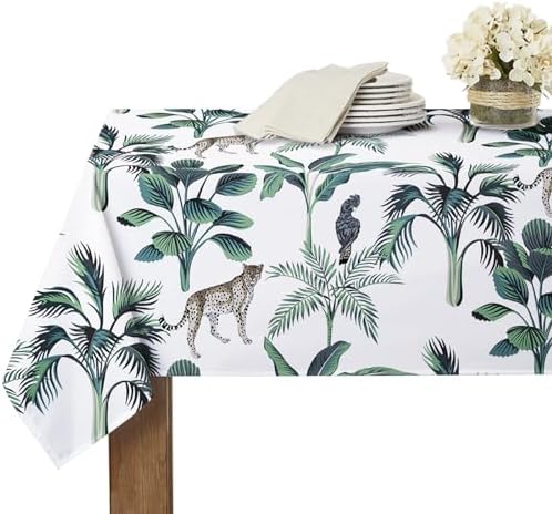 RYB HOME Rectangle Table Cloth Patchwork Colorful - Spillproof Scratch Resistant Tablecloth for 8 Foot Jungle Tablecloth for Tradeshow Family Gatherings Party, 60 x 102, Jungle by RYBHOME