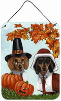 Caroline's Treasures PPP3087DS1216 Dachshund Thanksgiving Pilgrims Wall or Door Hanging Prints Aluminum Metal Sign Kitchen Wall Bar Bathroom Plaque Home Decor Front Door Plaque, 12x16, Multicolor by CarolinesTreasures