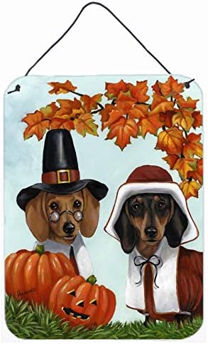 Caroline's Treasures PPP3087DS1216 Dachshund Thanksgiving Pilgrims Wall or Door Hanging Prints Aluminum Metal Sign Kitchen Wall Bar Bathroom Plaque Home Decor Front Door Plaque, 12x16, Multicolor by CarolinesTreasures