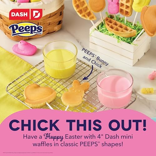 Dash & PEEPS Bunny Mini Waffle Maker, Nonstick Cooking Surface, Pink - Image 2