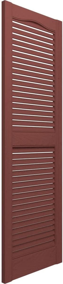 Ekena Millwork Lifetime Vinyl LL1S12X05500CL Standard Cathedral Top Center Mullion, Open Louver Vinyl Shutters, w/Installation Shutter-Lok's & Matching Screws (Per Pair), 12"W x 55"H, Clay