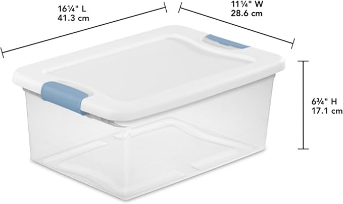 Sterilite Latching Box with Lids for Home and Office, 15 Quart, 24-Pack | Heavy-Duty and Stackable Plastic Containers with Latches for Closet, Cabinet, Bedroom, Bathroom and Dorm Room Organization