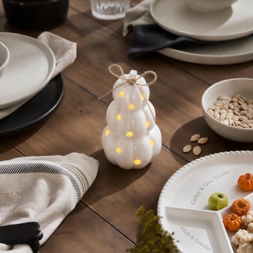 Mud Pie White Pumpkin Light Up Sitter, Fall Decor, 4.5 Inch - Image 5