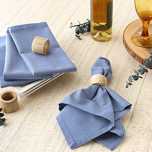 DII Solid Pastel Napkin Set Cotton, Machine Washable, 20x20 Inch, Stonewash Blue, 6 Count - Image 4